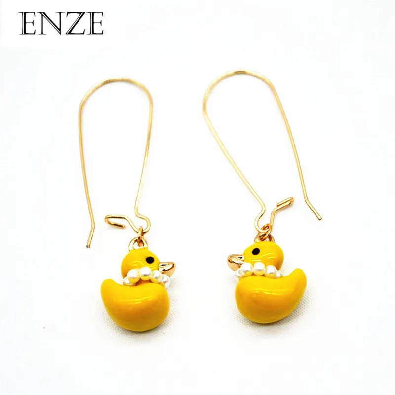 Ladies fashion zinc alloy jewelry Yellow enamel drops glaze ducks cartoon long earrings cute 2017 new | Украшения и аксессуары