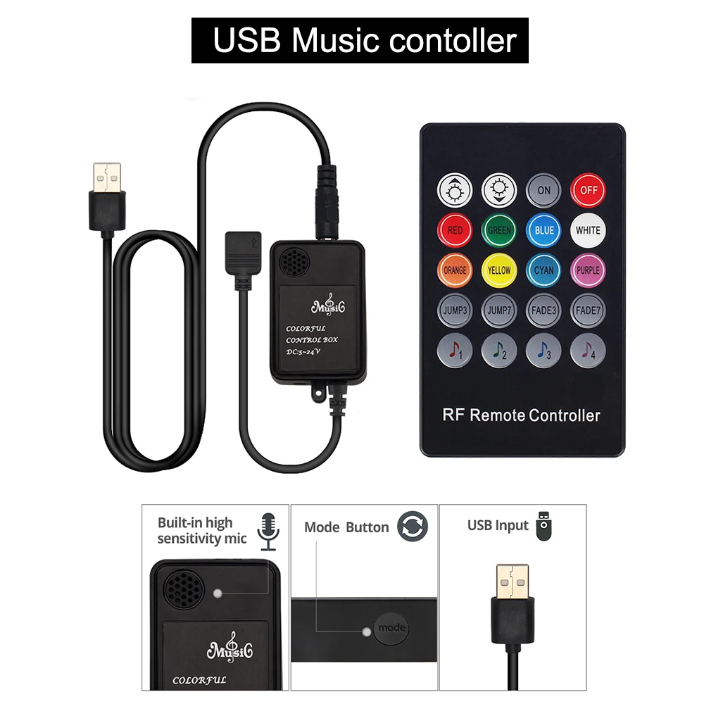 USB LED RGB контроллер Bluetooth app управление музыкальный для 5 в Светодиодная лента 5050