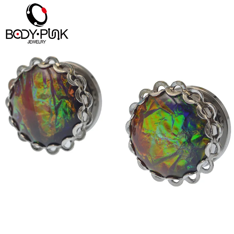 1 пара туннелей для пирсинга тела в стиле панк из коричневой фольги с заглушкой