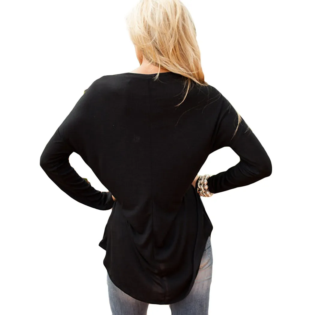 Новая Мода весна лето Осень Женщины С Длинным Рукавом Хлопок Футболки