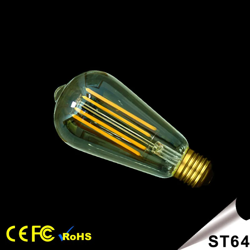 ST64 4 Вт 6 E26 E27 винт классический затемнения светодиодных ламп накаливания теплый