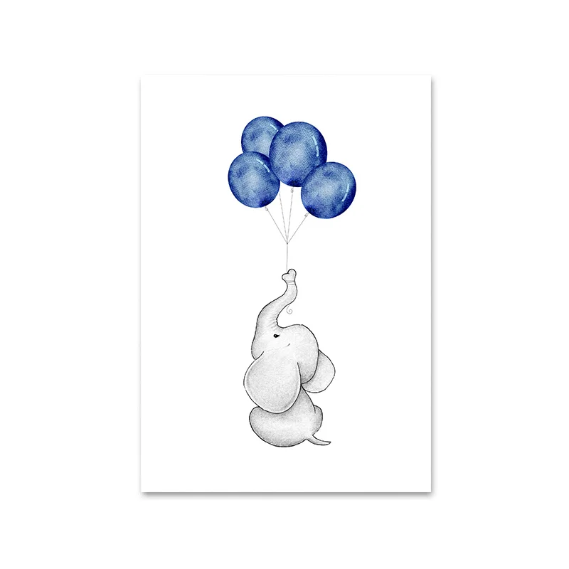 Picture 4 Animal Balloon Picture Baby Nursery Wall Art Canvas Child Poster Bunny Elephant Print Painting Nordic Kid Bedroom Decoration - Цвет: Picture 4