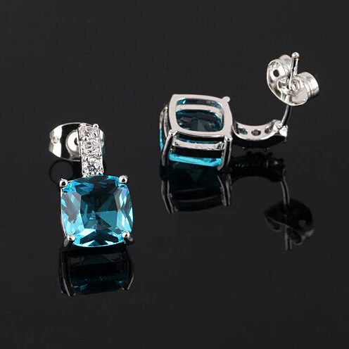 Модные серьги-пусеты с кубическим цирконием квадратные женские серьги из