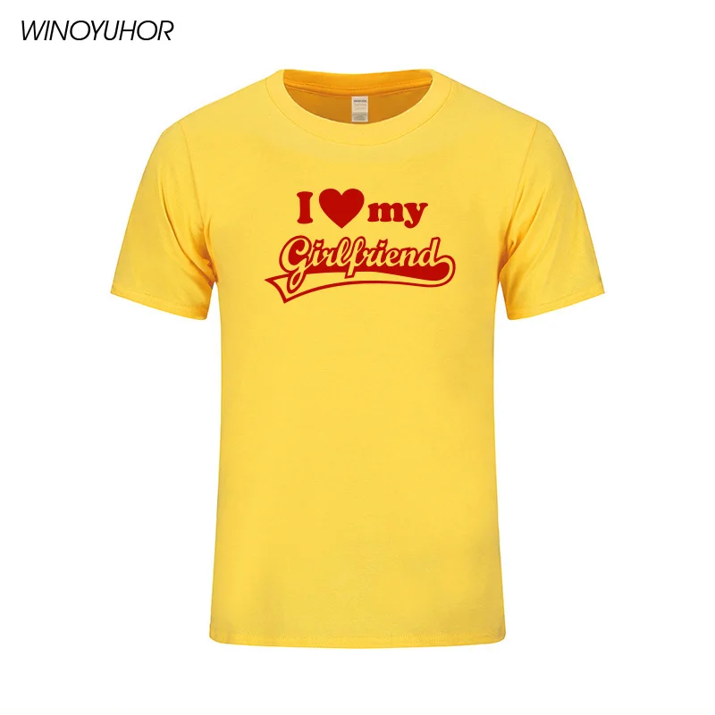 2021 Новая мода I Love My Girlfriend забавная Футболка с принтом мужские футболки подарок