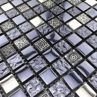 deep gray color carved glass mosaic tiles for kitchen backsplash tile bathroom shower fireplace wall mosaic