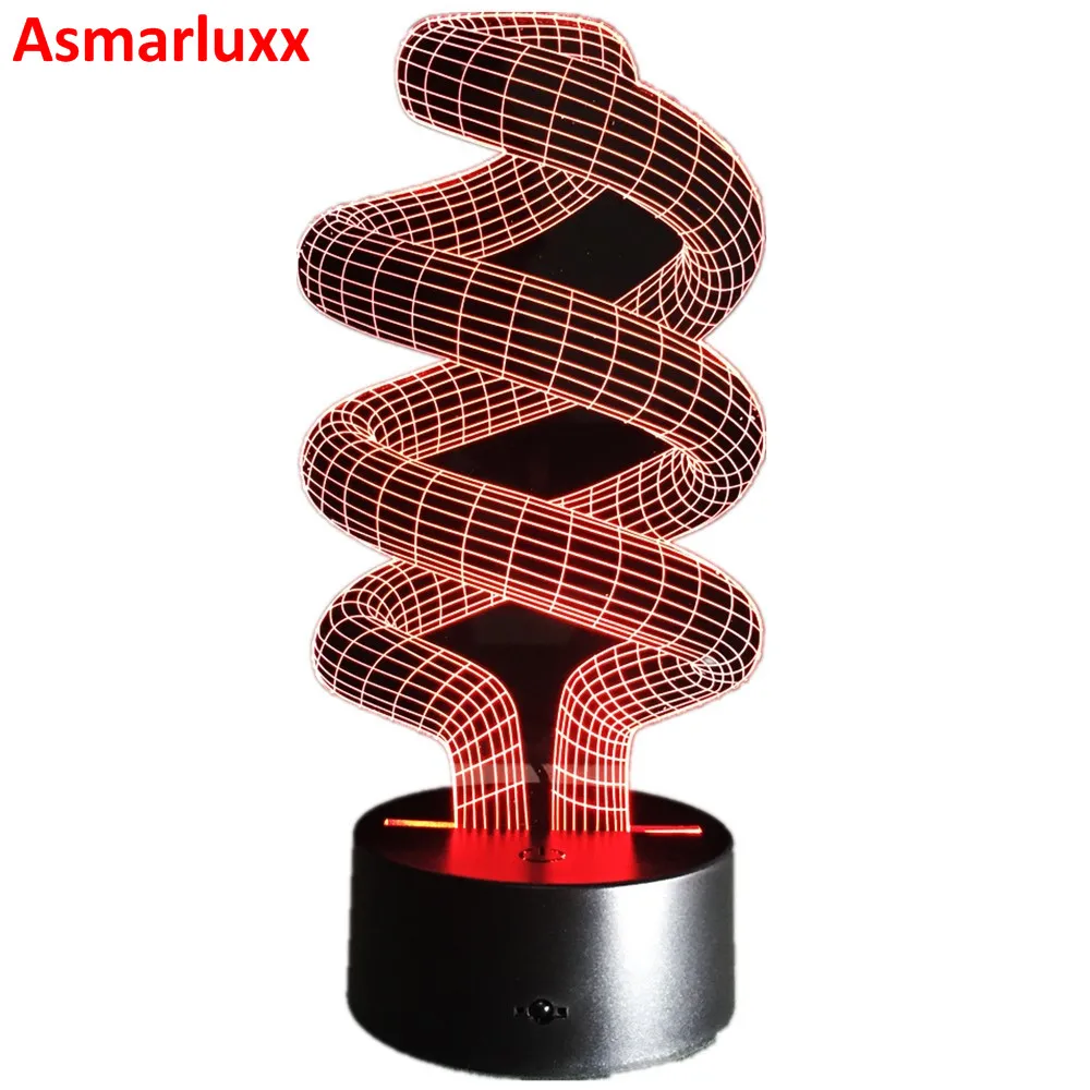 Спиральный 3D Светодиодный лампа Оптическая иллюзия декоративная настольная