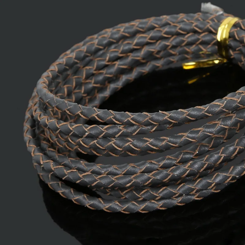 Новый 2 метра/упаковка 3 мм круглый плетеный кожаный шнур/веревка для ожерелья