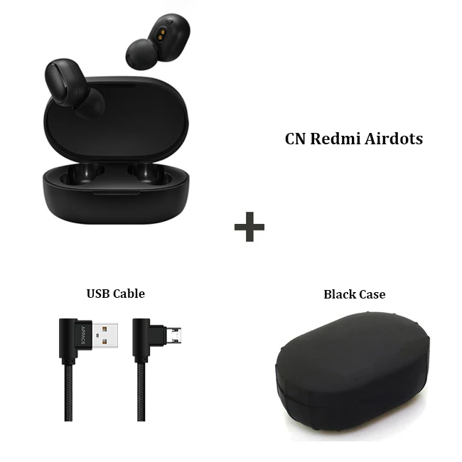CN Add cable Case Xiaomi Redmi Airdots TWS беспроводной Bluetooth 5,0 наушники стерео бас с микрофоном Handsfree Спорт шумоподавление беспроводные наушники - Цвет: CN Add cable Case