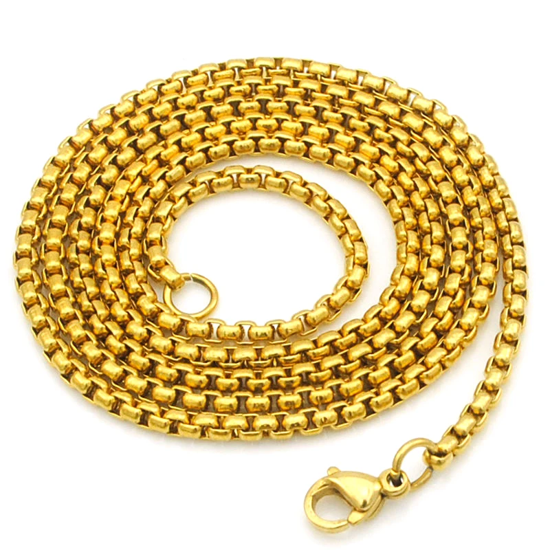 Женские и мужские ожерелья CHIMDOU из нержавеющей стали с звеньями в коробочном стиле, оптовая продажа 3 цветов AN324.