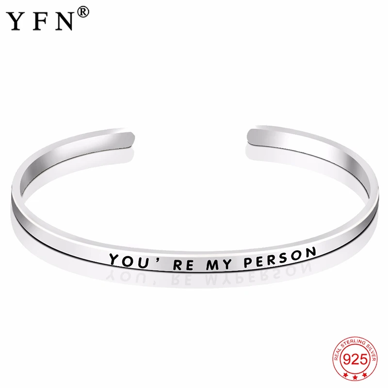 Браслет унисекс из серебра 925 пробы с надписью You Are My Person|bracelets & bangles|open banglebangles fashion