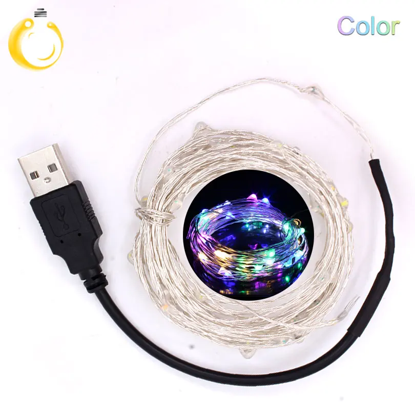 Гирлянда Рождество огни Luminaria строки 5 м 50LED В USB poweredoutdoor Copperwire festivalweddingpartydecoration|string
