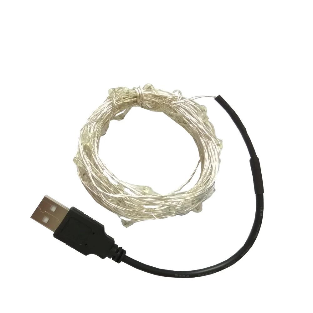 Уличная светодиодная гирлянда с медным проводом USB 10 м 33 фута 100 светодиодов |