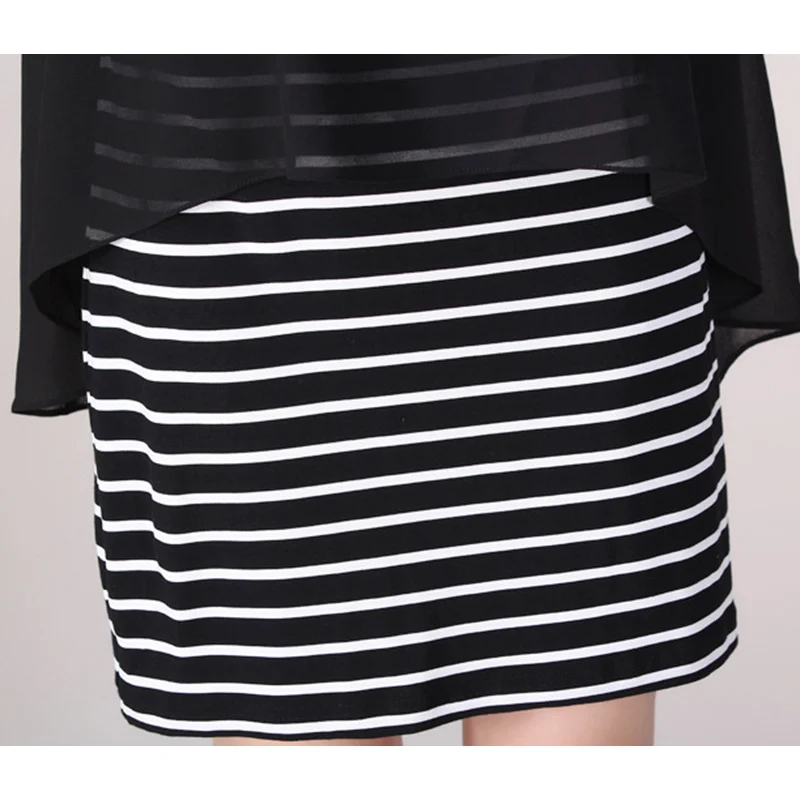 Женское шифоновое платье в полоску Wmswjh повседневное черное большого размера