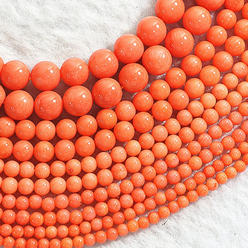 Новая мода хит продаж натуральный оранжевый Коралл 2-10 мм Свободные Круглые