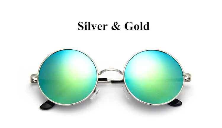 Silver Gold Новинка, брендовые дизайнерские классические Поляризованные круглые солнцезащитные очки, мужские маленькие винтажные Ретро очки John Lennon, женские очки для вождения, металлические очки - Цвет линз: Silver Gold