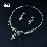 be 8 exquisite wedding party jewelry set leaf shape high quality aaa cz bridal necklace earring fashion jewelry bijoux femmes370