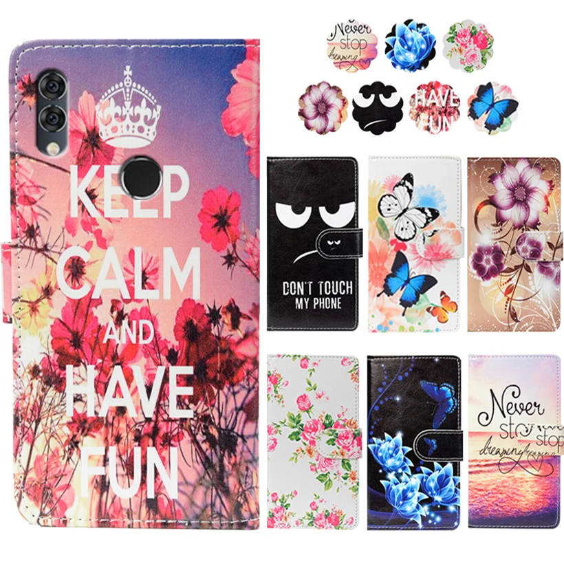 Мода искусственная кожа флип печати кошелек чехол для Alcatel 5 В Обложка книги