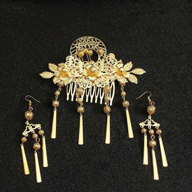 Новые китайские заколки с кисточками Феникс для волос корона свадебная тиара