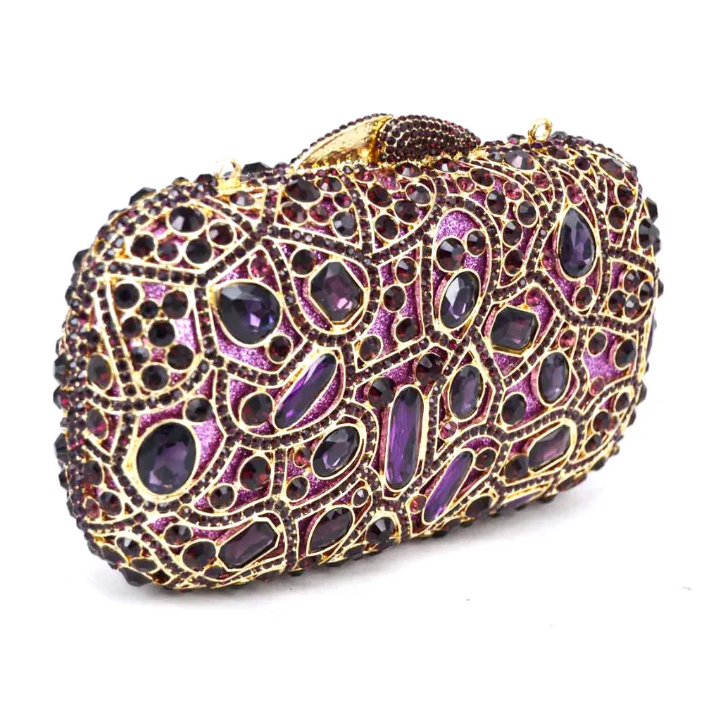 Модная Роскошная вечерняя сумочка с блестящими бриллиантами Фиолетовый клатч