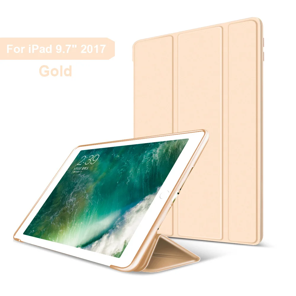 Для iPad iPad 9,7 дюймов Чехол, ультра тонкий легкий смарт-чехол трехслойный Чехол подставка с гибкой мягкой ТПУ задней крышкой