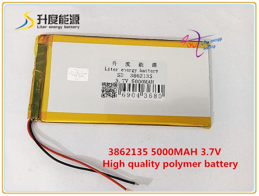 3.7V 5000mAH 3862135 Polymer lithium ion / Li-ion battery for POWER BANK tablet pc MP4 GPS