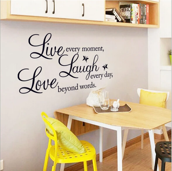 Sales-Promotion Live Love Laugh Letters Transprent Waterproof Vinyl Wall Quotes DecalPVC Home Decor Stickers | Дом и сад