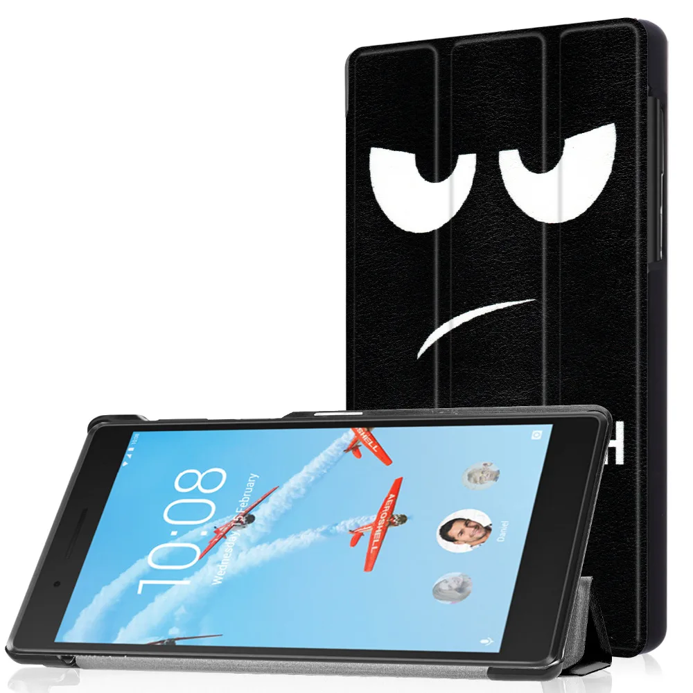 Тонкий чехол Обложка из искусственной кожи с магнитным принтом для Lenovo Tab 7/Tab4 7 ТБ