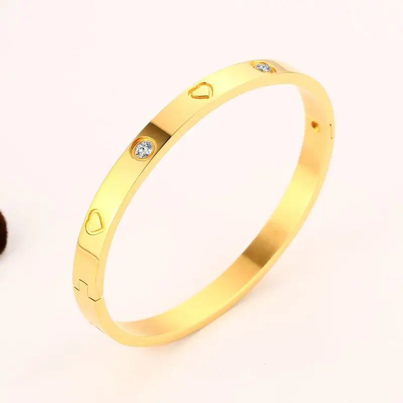 Uroru WQA Gold 6 мм нержавеющая сталь белый циркон Пряжка браслет Европейский