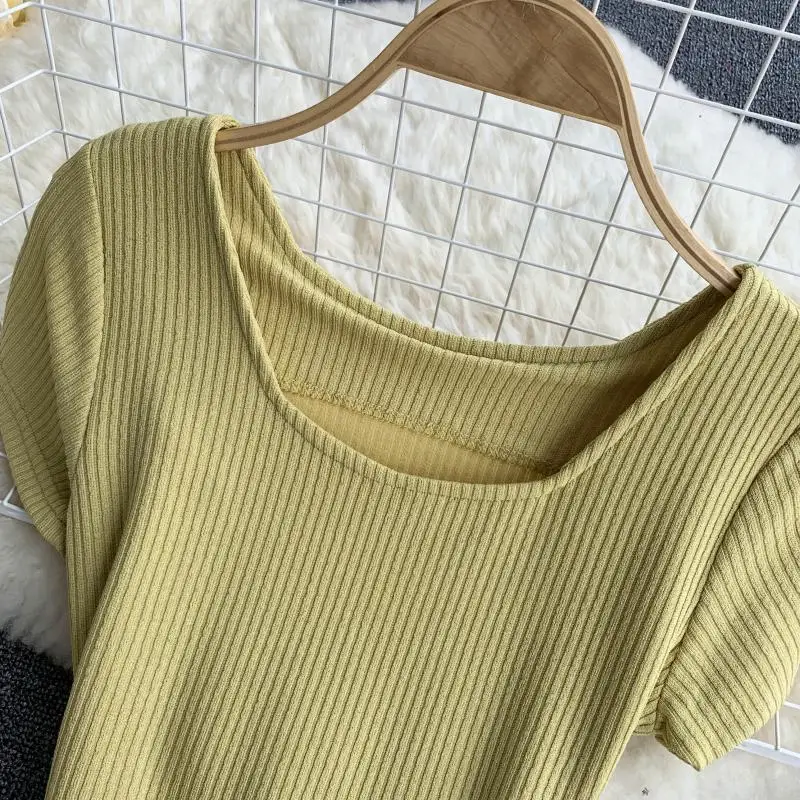 2019 новые модные женские платья стрейч вязать с простым круглым вырезом короткий