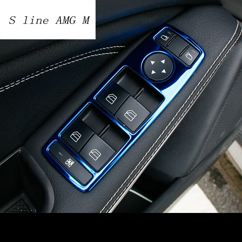 Стайлинг автомобиля панель для подлокотника Sitcker trim кнопки подъема стекла Mercedes