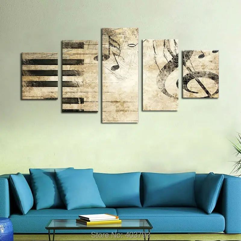 Большая Настенная картина фортепиано клавиши музыкальные ноты домашний декор