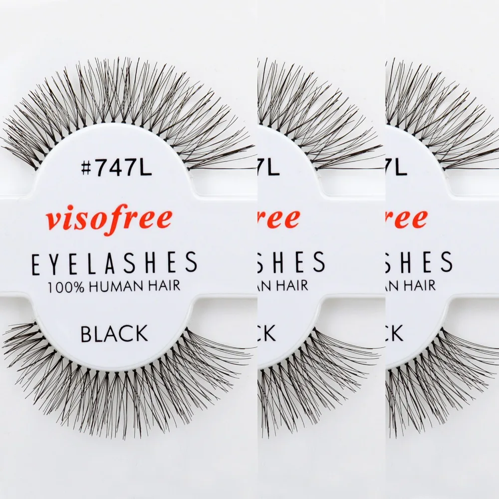 

12 парт/лот ресницы Visofree 100% натуральные волосы ручной работы накладные ресницы пачкающие натуральные ресницы # 747L maquiagem