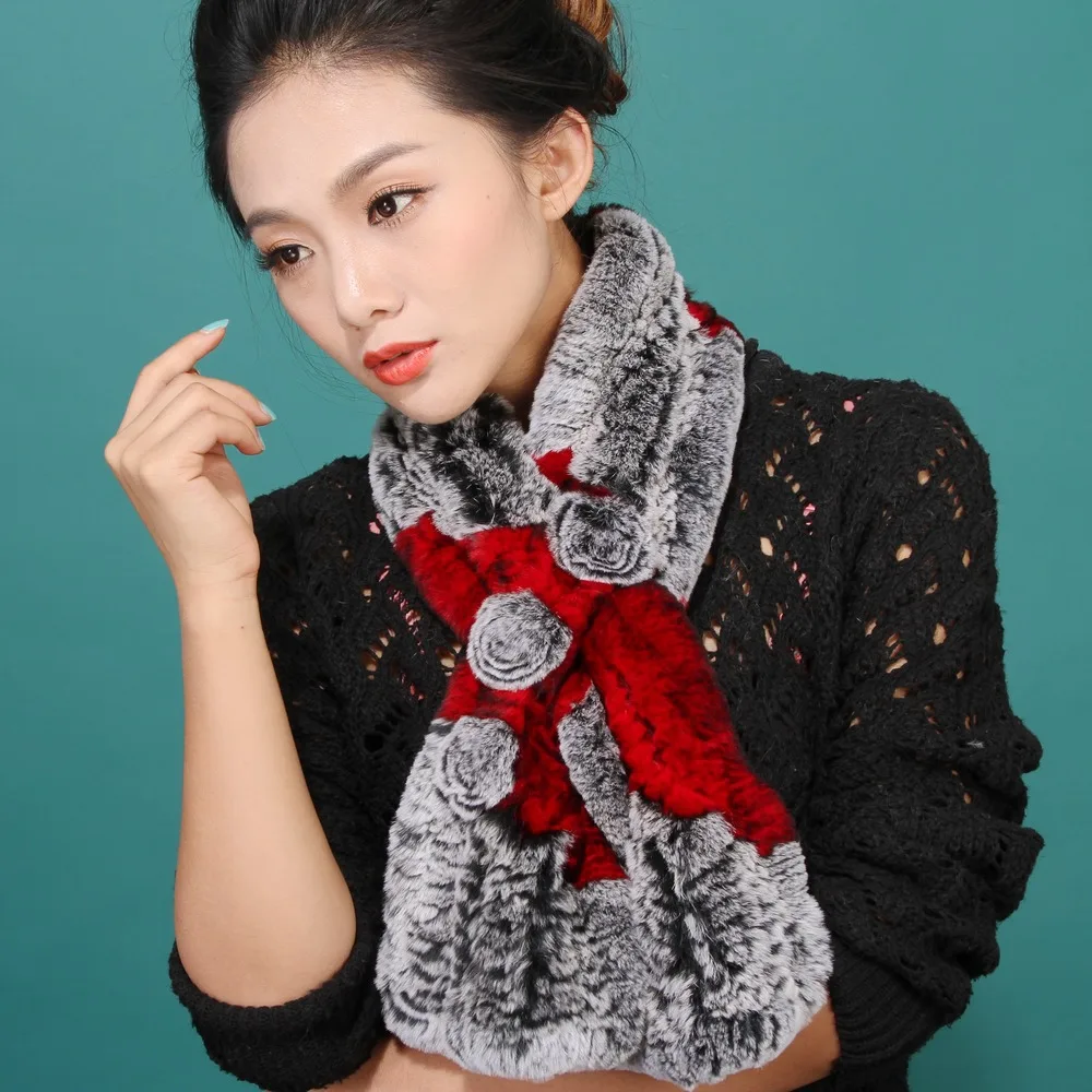 2018 шарф женский мех кролика рекс шейный модный шарм теплый накидка шаль палантин