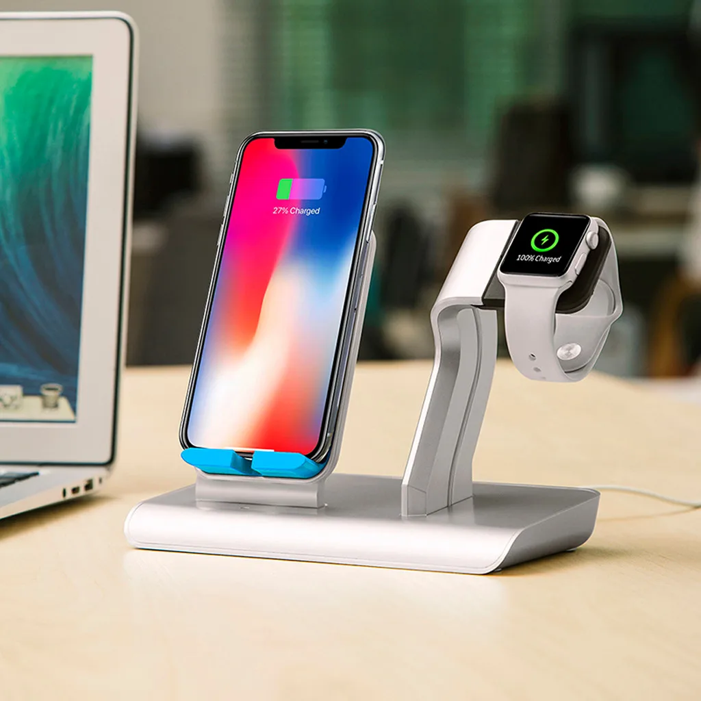 2in1 10 Вт Беспроводной Зарядное устройство подставка для iPhone Apple Watch, док-станция для зарядки Зарядное устройство для наручных часов Apple Watch Series 4/3/2/1 iPhone X 8 XS