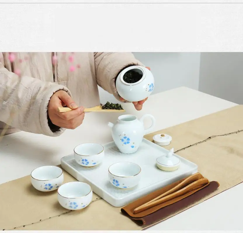 

TeawareChinese Kung Fu Teaware Sets Portable Travel Tea Set Ceramic Teapot Teaset Gaiwan Set Tea Cups Of Tea Ceremony Traveller