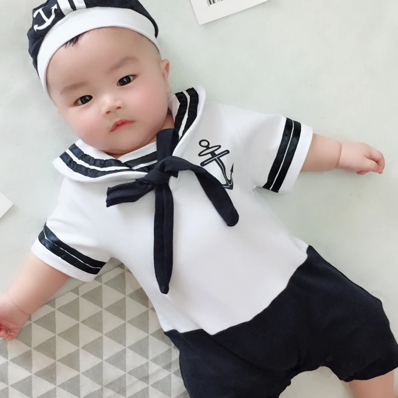 Детский летний матросский костюм комбинезон из 2 предметов для мальчиков и