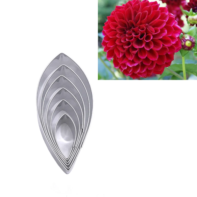 

6 pcs/set Dahlia Petal Set Stainless Steel Candy Biscuit Cookie Cutters Fondant Cake Decorating Tools