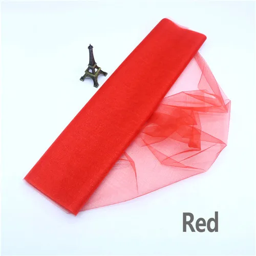 Red Тюль из органзы с кристаллами, ширина 48 см X 5 м, вечерние принадлежности для мероприятий, украшения свадебного стола, дня рождения, вечеринки для детей - Color: Red