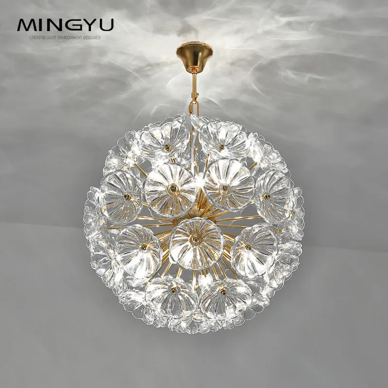 

Modern Led Pendant Lamp White Glass Pendant Light for Stair Dinning Living Room Round Hanging Crystal Lighting E14 Light Source