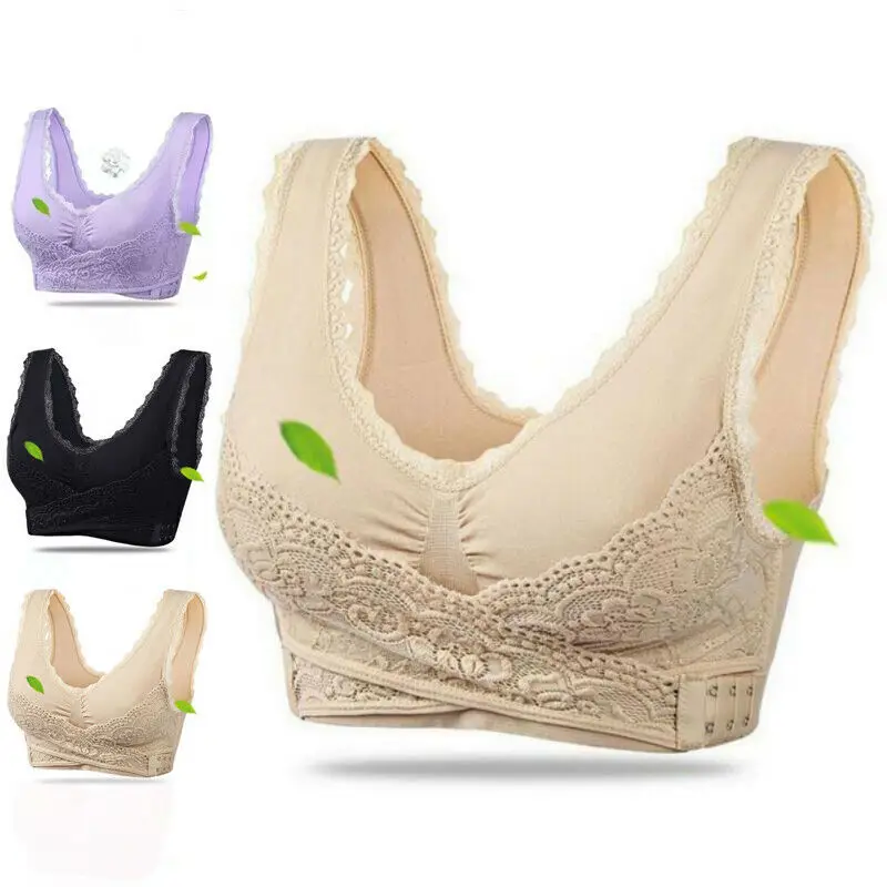 

Women Sexy Bra Front Cross Side Buckle Wireless Lace Breathable Bras ladies Underwear Sexy Lingerie Super Push up Brassiere