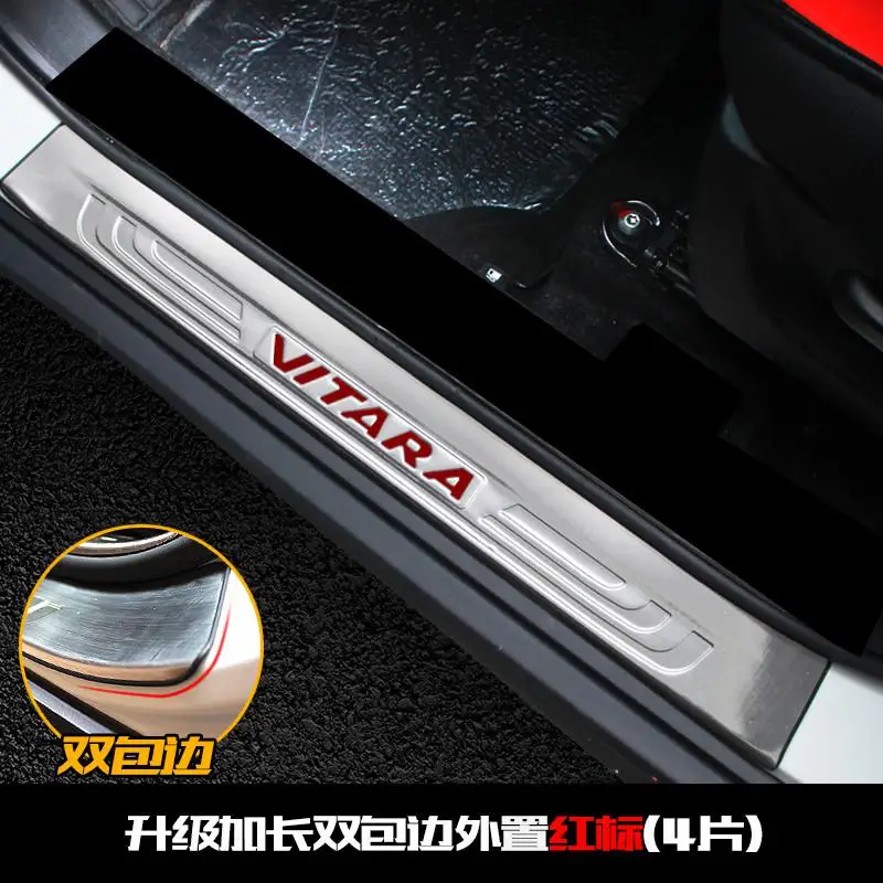 Высококачественная Накладка на порог двери из нержавеющей стали для Suzuki vitara-, автомобильные аксессуары, автостайлинг, автомобильные чехлы - Цвет: 4pcs set