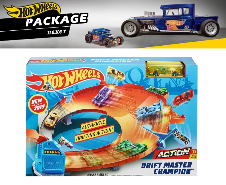 Hotwheels игрушка гоночный трек гоночный автомобиль Дрифт мастер машина чемпиона трек соревнование игрушка с другом GBF81 для детей игрушки подарок