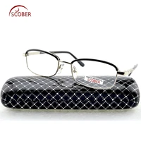 scober fashion eyebrows titanium alloy reading glasses men women anti fatigue glass lenses 0 75 1 1 25 1 75 1 5 to 4