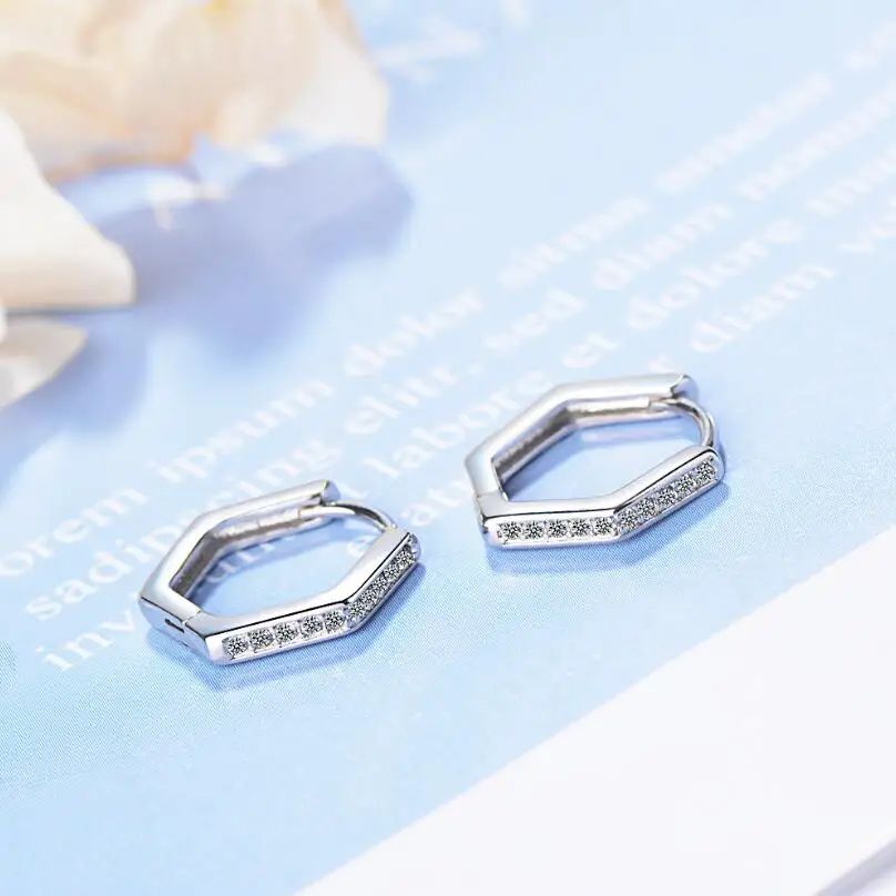 New Pentagon Zircon Geometric Earrings For Women Men Trend Creative Jewelry Party Gift Oorbellen SAE184 | Украшения и аксессуары