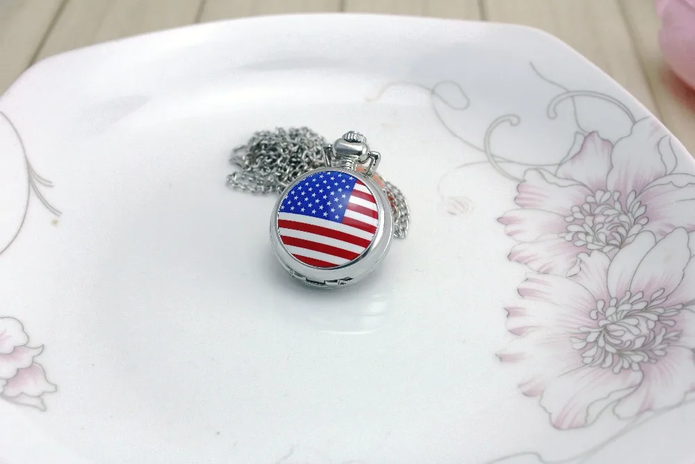 10 шт./лот оптовая продажа новинка эмаль американский флаг карманные часы