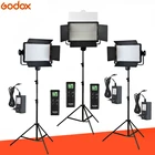 Бесплатная доставка DHL Godox 3x500 Светодиодная панель 3300-5600K двухцветный комплект непрерывного освещения для видеосъемки LED500C LED500W + 2,8 m подставка + адаптер