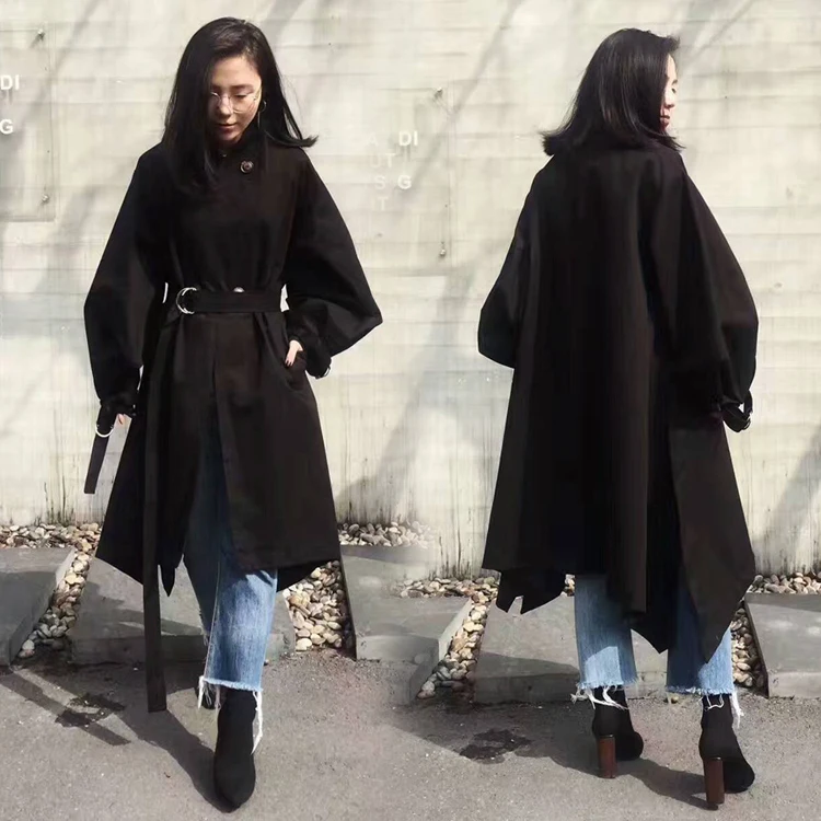 Twotwinstyle осень Асимметричный Тренч женский Фонари с длинным рукавом Для женщин