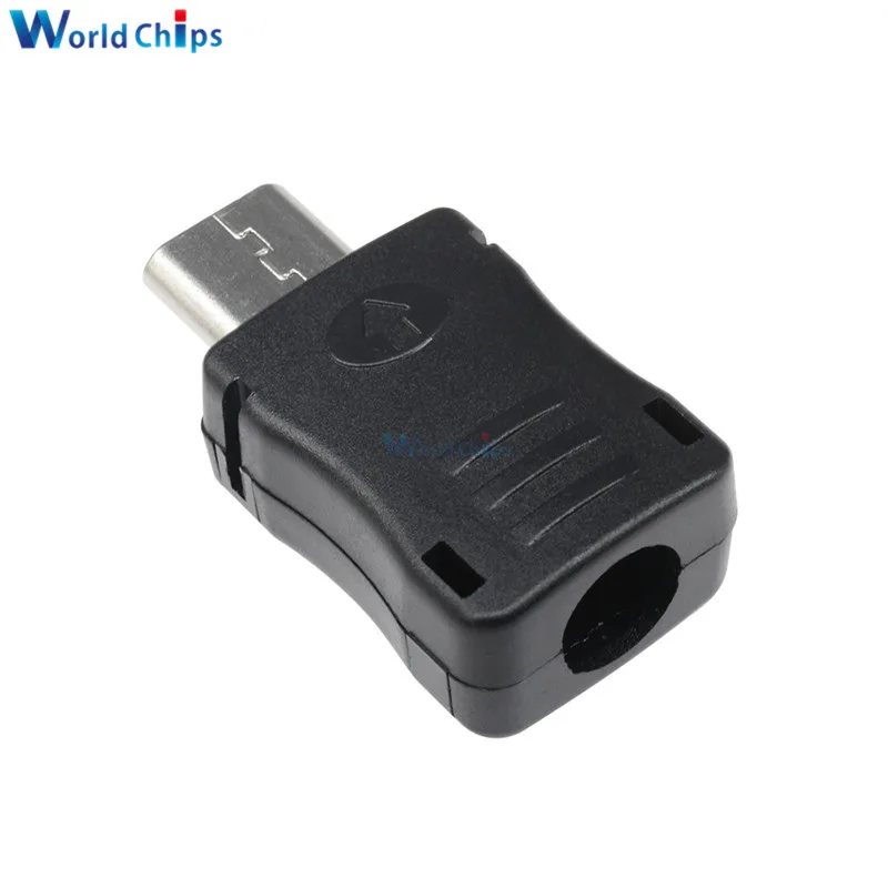10PCS DIY Micro USB 5 Pin T Port Male Plug Socket Connector with Plastic Cover | Электронные компоненты и