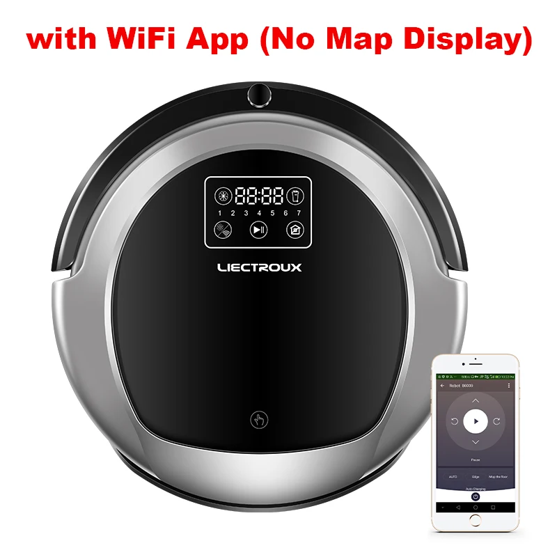 with WiFi APP Liectroux B6009 робот карта за навигация, умен, памет, ниско повторение, виртуален блокер, uv лампа, воден резервоар, нисък шум - Цвет: with WiFi APP