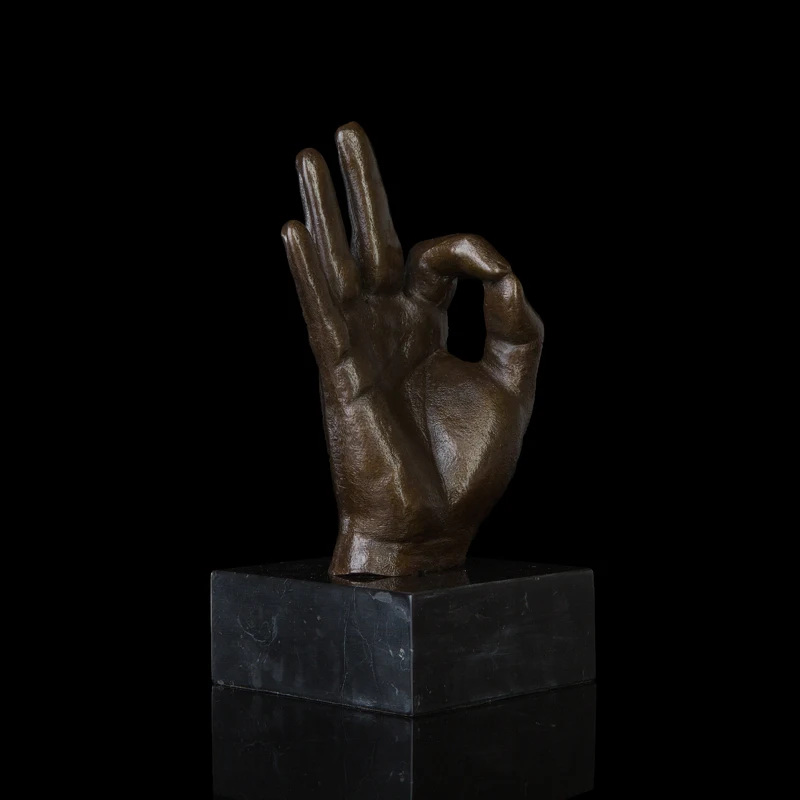 ATLIE BRONZES современная абстрактная бронзовая ручная статуя OK SIGN stigs скульптура Lost Wax
